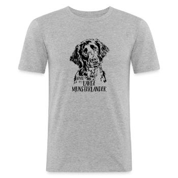 Loved by a Large Munsterlander Hundespruch Hunde - Männer Slim Fit T-Shirt - Grau meliert - Vorne - Nik (191cm)