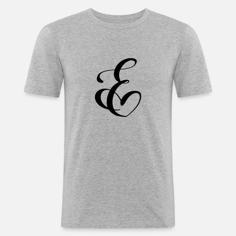Herz E - Männer Slim Fit T-Shirt - Grau meliert