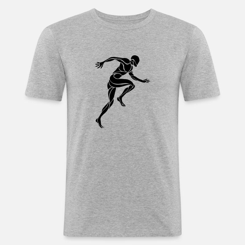Tribal Runner Läufer Geschenkidee - Männer Slim Fit T-Shirt - Grau meliert