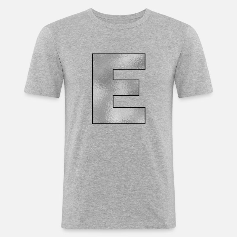 Buchstabe E Silber - Männer Slim Fit T-Shirt - Grau meliert