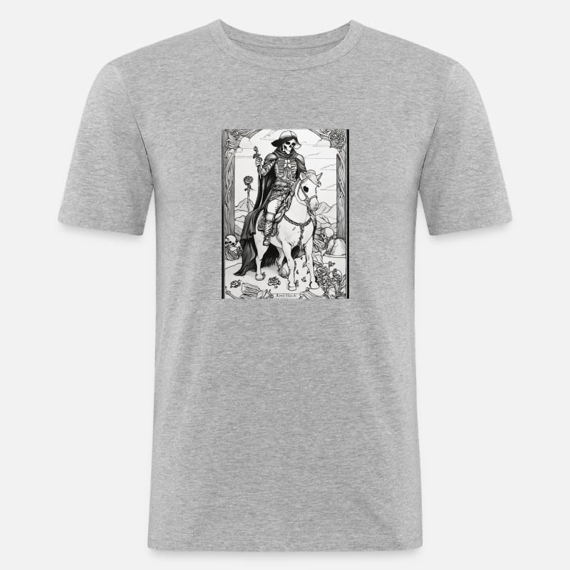 Der Tod auf einem Pferd - Männer Slim Fit T-Shirt - Grau meliert