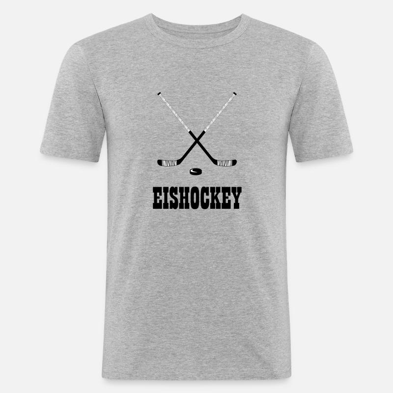 Eishockey - Eishockeyfans - Eishockeyschläger - Männer Slim Fit T-Shirt - Grau meliert