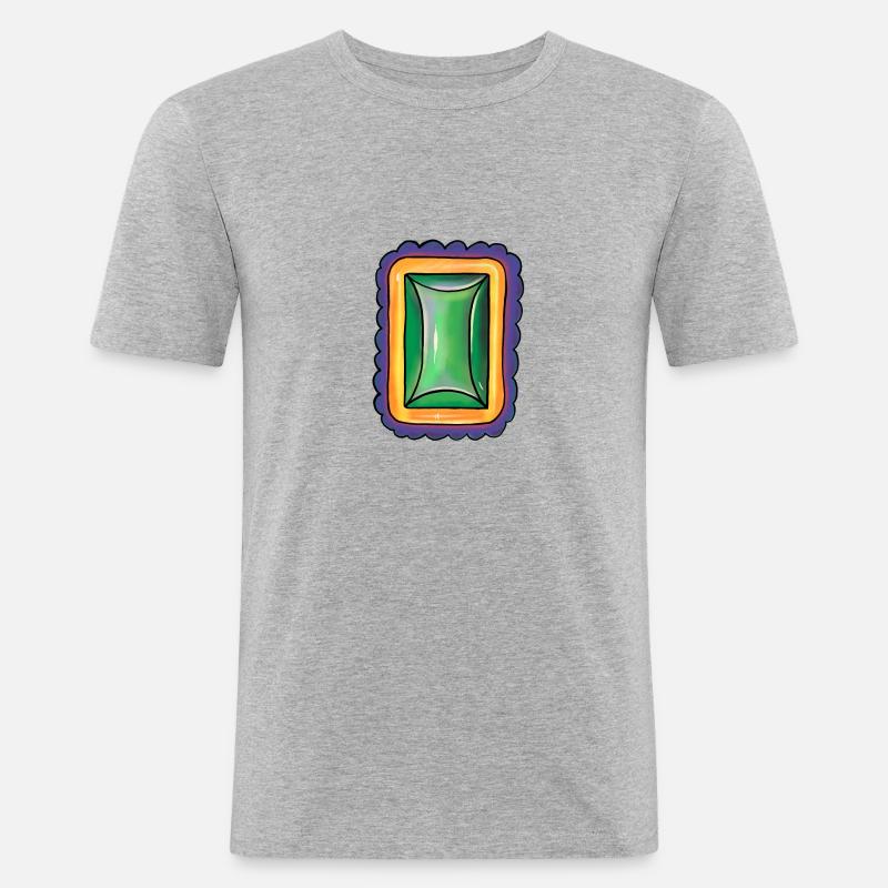 Smaragd - Männer Slim Fit T-Shirt - Grau meliert
