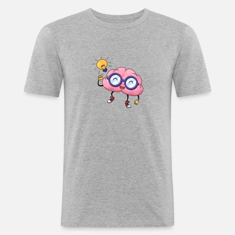 Gehirn Idee Comic Hand gezeichnet - Männer Slim Fit T-Shirt - Grau meliert