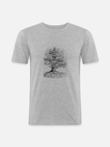 Yggdrasil, der Weltenbaum - Männer Slim Fit T-Shirt - Grau meliert