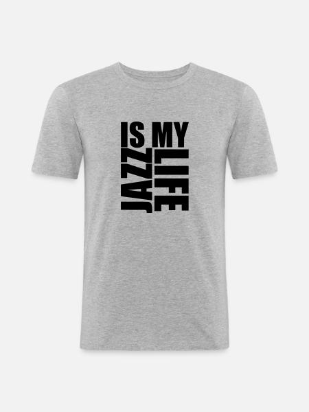 jazz is my life - Men's Slim Fit T-Shirt - heather grey