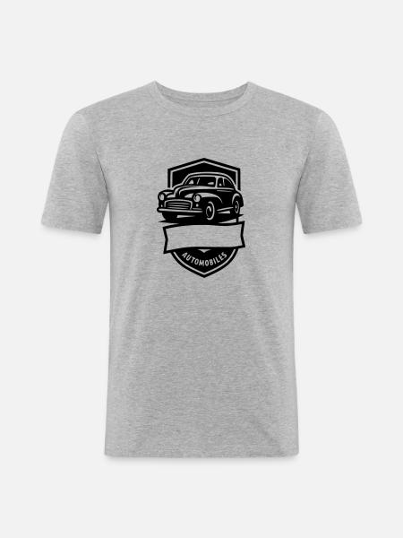 Oldtimer Automobil - Männer Slim Fit T-Shirt - Grau meliert