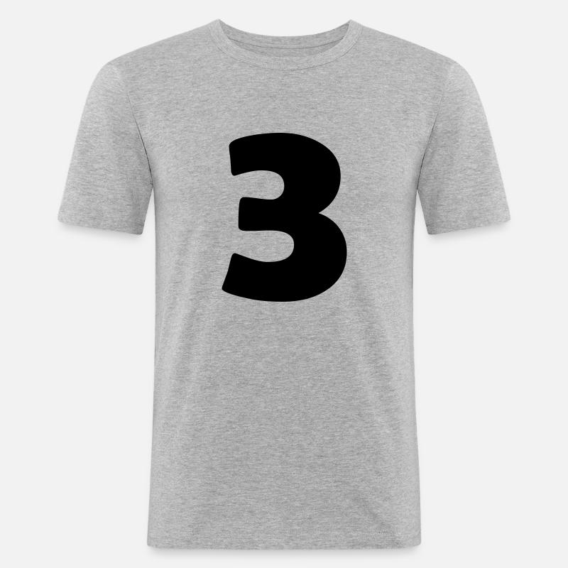 3 - Männer Slim Fit T-Shirt - Grau meliert