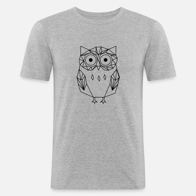 Linie gezeichnete schwarz-weiße Eule - Männer Slim Fit T-Shirt - Grau meliert