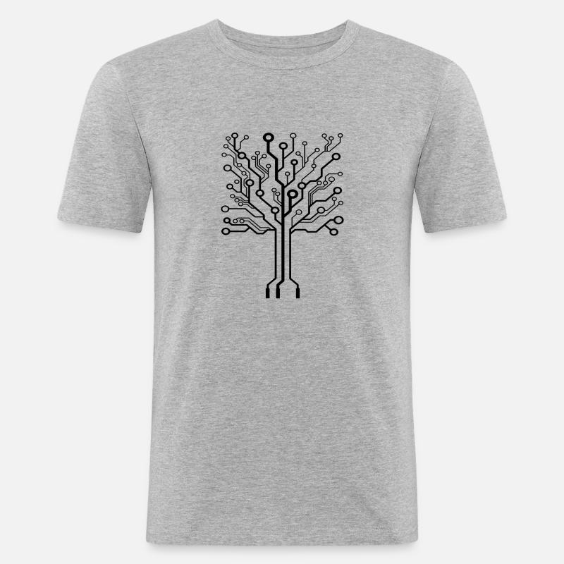 Baum aus Platine - Computerbaum - Männer Slim Fit T-Shirt - Grau meliert