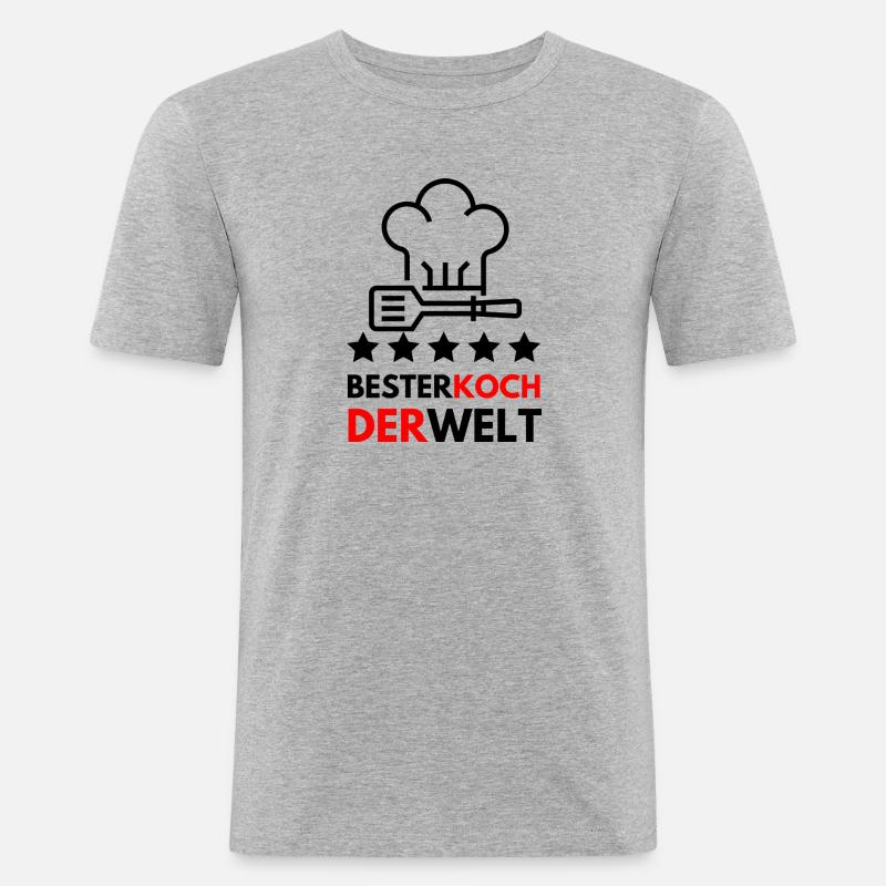 Bester Koch der Welt - Männer Slim Fit T-Shirt - Grau meliert
