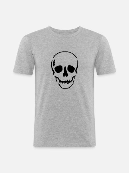 Schädel - Männer Slim Fit T-Shirt - Grau meliert