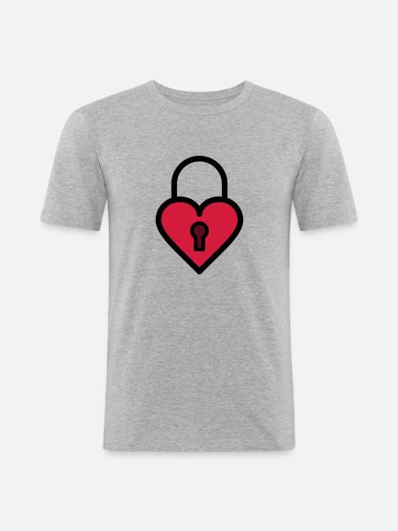 Padlock, love lock - Men's Slim Fit T-Shirt - heather grey