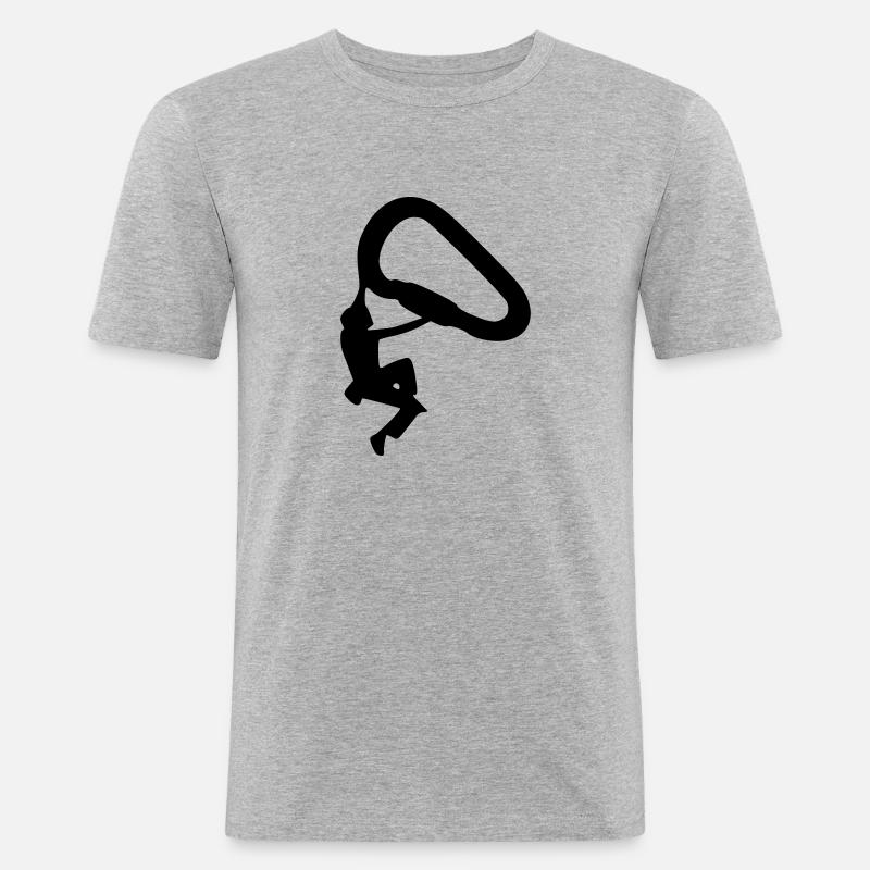 klettern_3_1f_ - Männer Slim Fit T-Shirt - Grau meliert