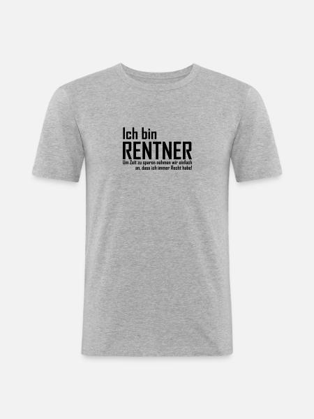 ich bin rentner - Männer Slim Fit T-Shirt - Grau meliert