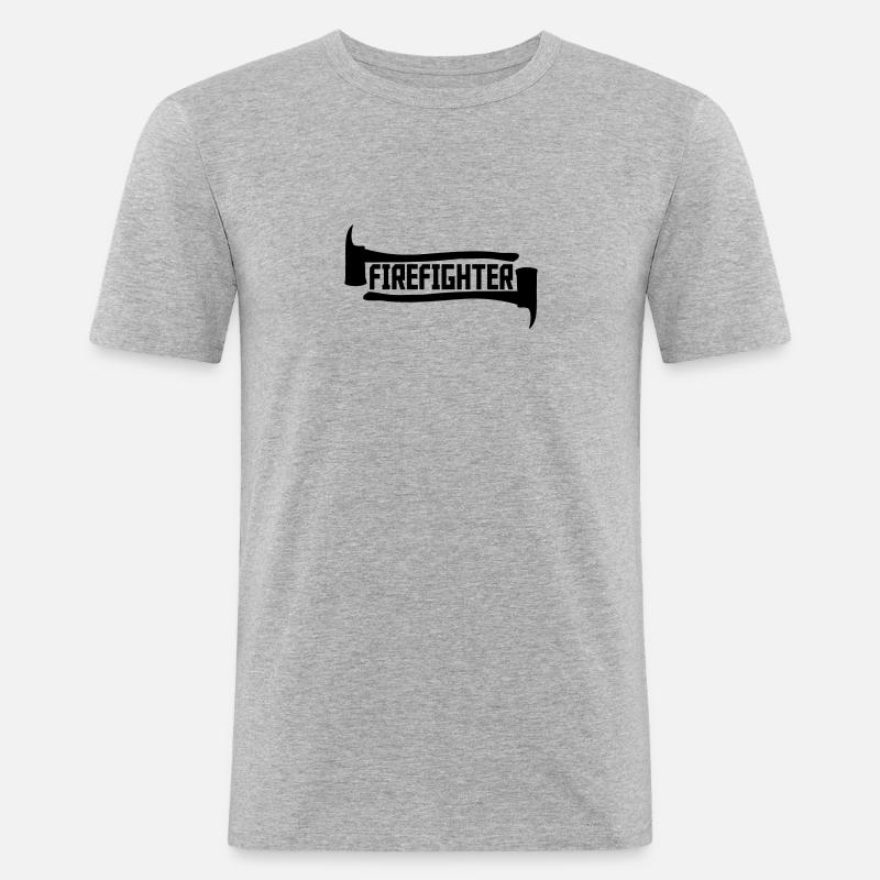 Firefighter Axt Logo - Männer Slim Fit T-Shirt - Grau meliert