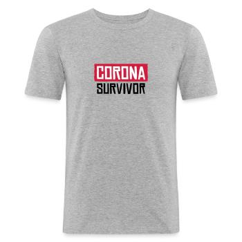 Corona Survivor - T-shirt près du corps Homme - gris chiné - Devant - Nik (191cm)