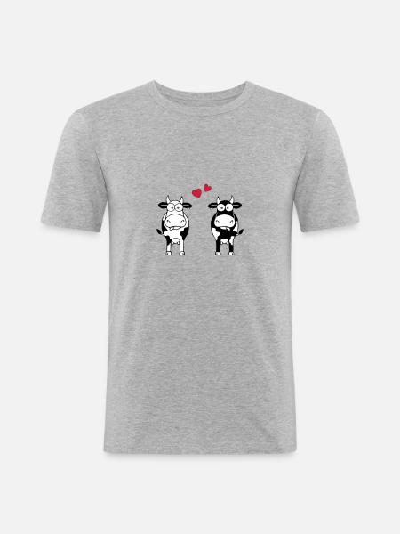 Maehmuhry cows heart - Men's Slim Fit T-Shirt - heather grey