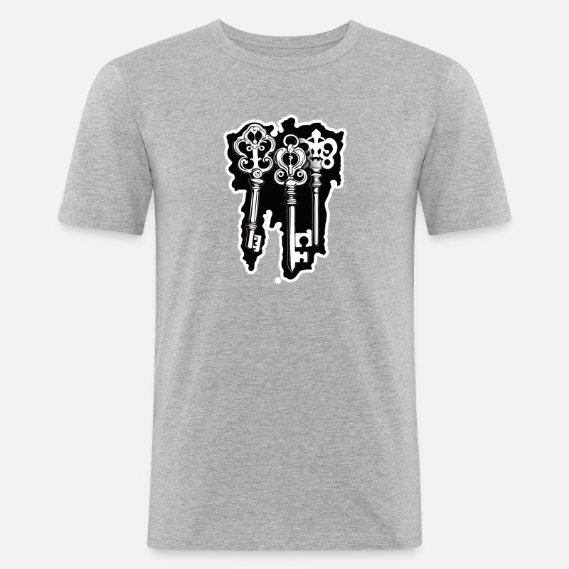 Key / Lock / Locked / Security - Men's Slim Fit T-Shirt - heather grey