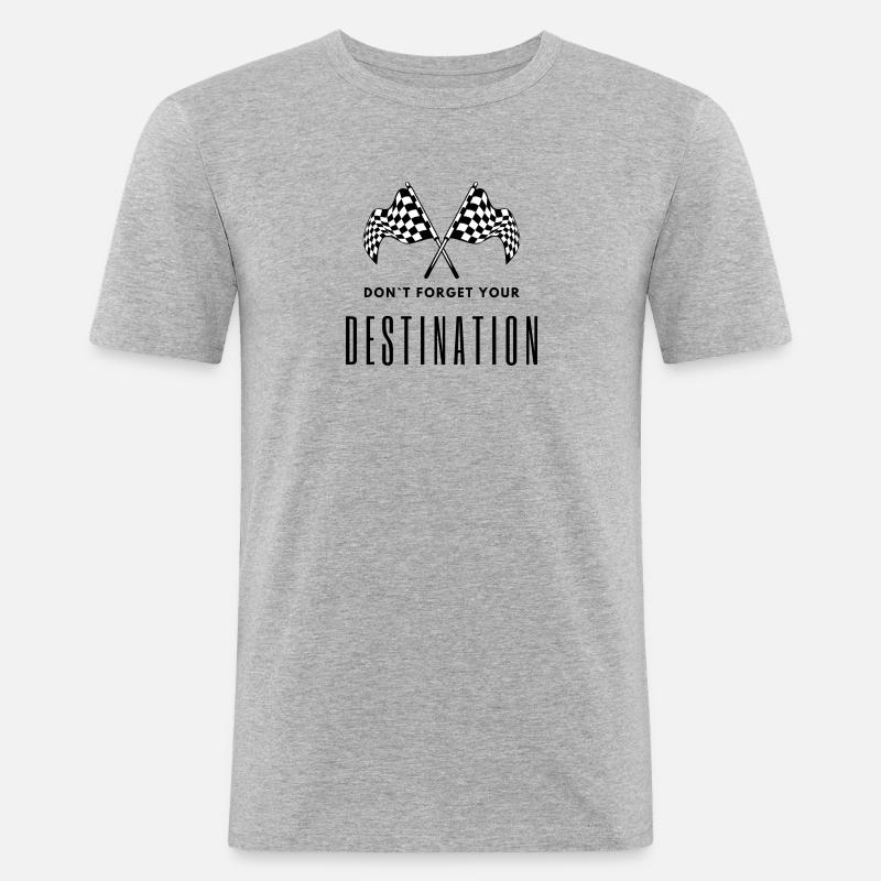 don`t forget your Destination - Männer Slim Fit T-Shirt - Grau meliert