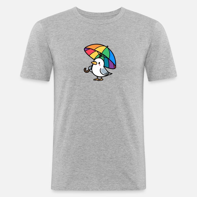 Möwe Regenschirm - Männer Slim Fit T-Shirt - Grau meliert