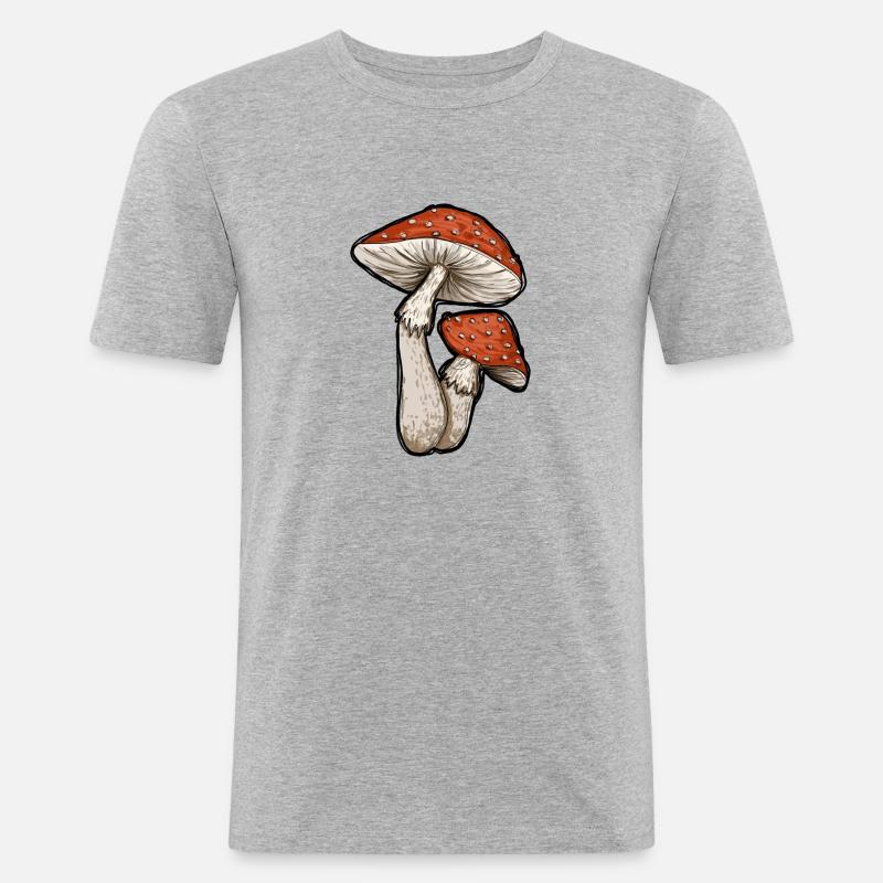 Toadstools Illustration - Men's Slim Fit T-Shirt - heather grey