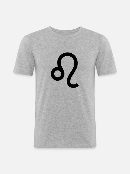 Leo, agosto, zodíaco, astrología, símbolo - Camiseta ajustada hombre - gris jaspeado