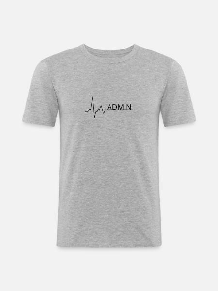 herzschlag admin - Männer Slim Fit T-Shirt - Grau meliert