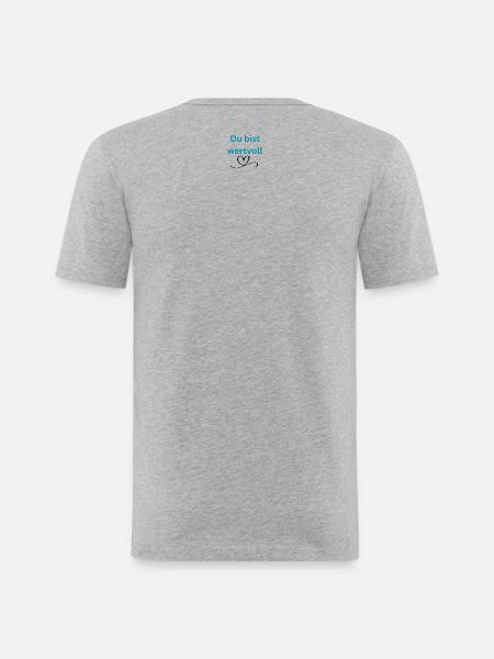 LIEBEVOLL wertvoll - Männer Slim Fit T-Shirt - Grau meliert