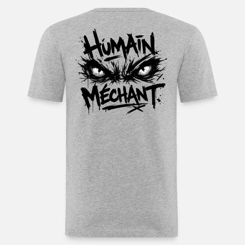 Evil Human Look Black Pattern - Men's Slim Fit T-Shirt - heather grey