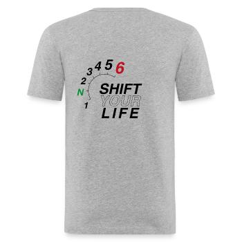 Shift Gear - Moto - T-shirt près du corps Homme - gris chiné - Dos - Nik (191cm)