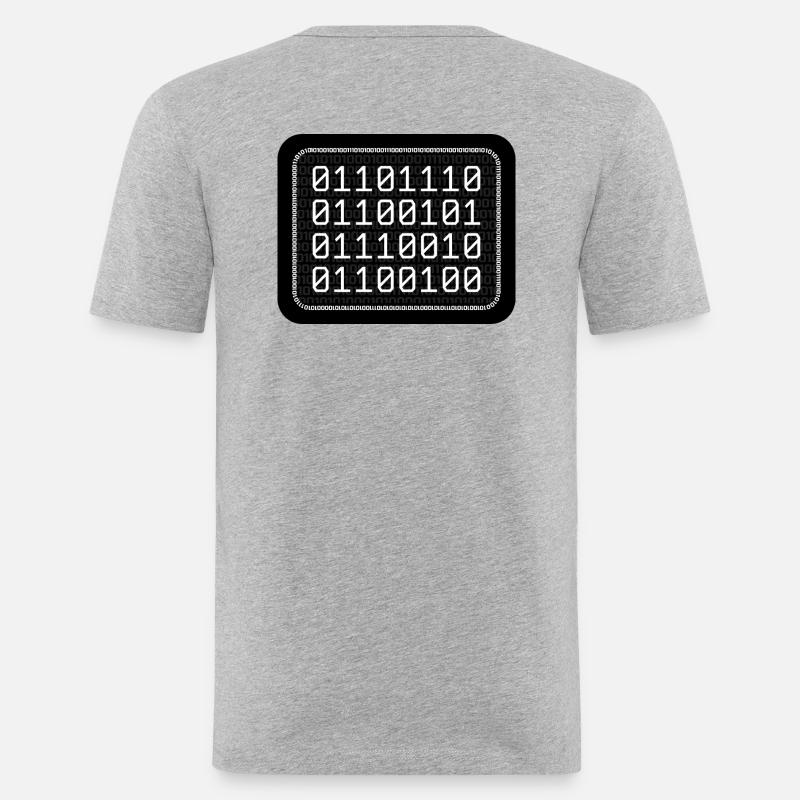 Nerd Binary - Männer Slim Fit T-Shirt - Grau meliert