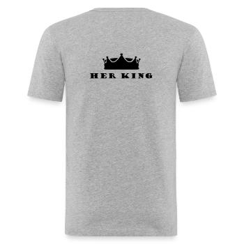 Cadeaux pour couples Her King - T-shirt près du corps Homme - gris chiné - Dos - Nik (191cm)