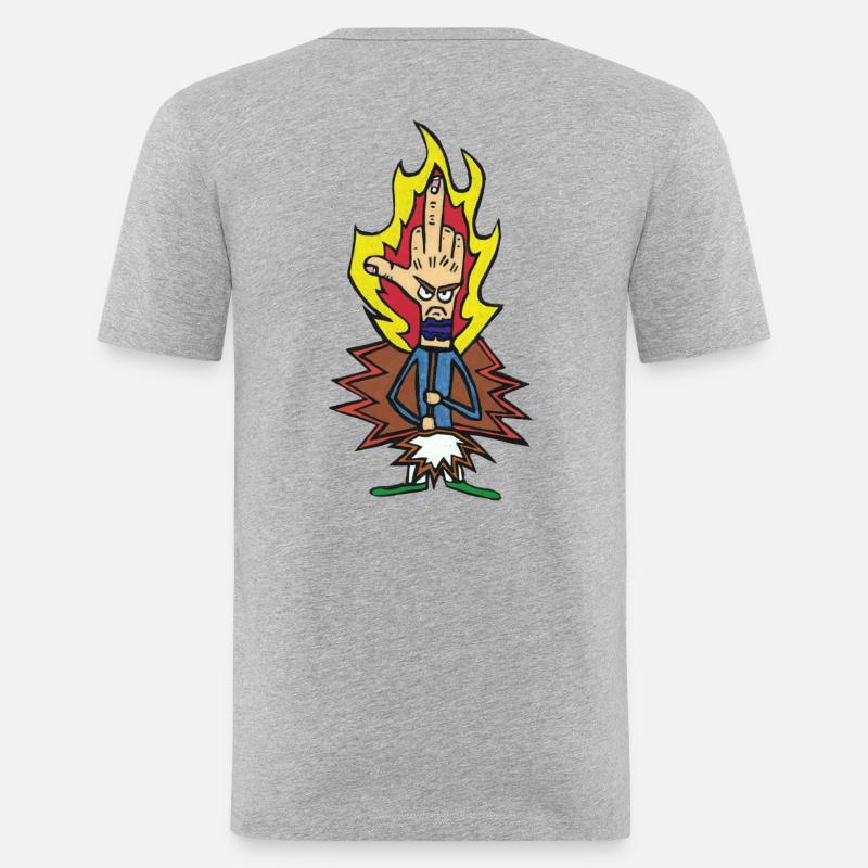 fuxplosion - Männer Slim Fit T-Shirt - Grau meliert