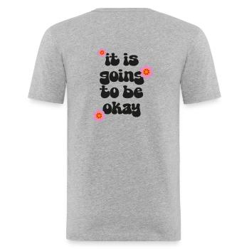 Retro Flower Power Encouraging Saying - Men's Slim Fit T-Shirt - heather grey - Back - Nik (191cm)