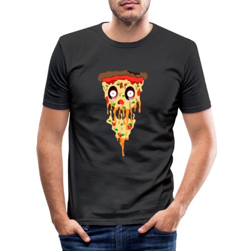 Schockierte Horror Pizza - Männer Slim Fit T-Shirt