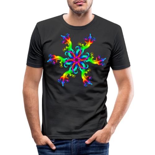 Gecko, Regenbogen, Mandala, Goa, Trance, Psytrance - Männer Slim Fit T-Shirt