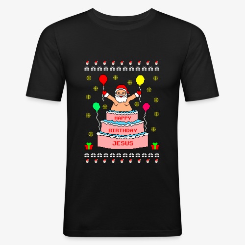 Happy Birthday Jesus Ugly Christmas - Männer Slim Fit T-Shirt