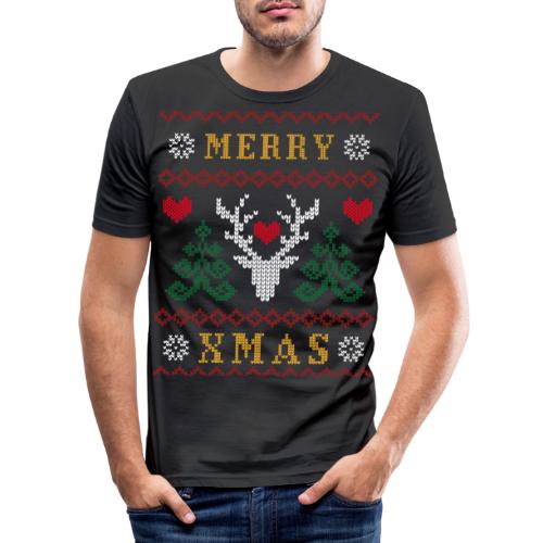 Ruma ei ruma joulu asuste - Miesten tyköistuva t-paita