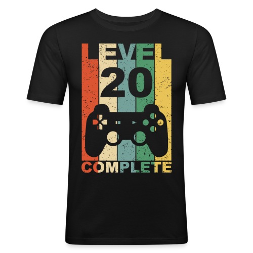 20. Geburtstag 20 Jahre Level Complete Gamer - Männer Slim Fit T-Shirt