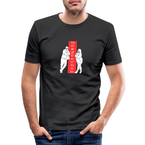 HerzTechno Couple Logo - Männer Slim Fit T-Shirt