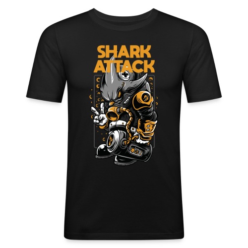 shark attack - Obcisła koszulka męska