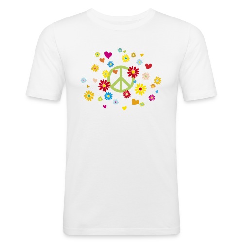Peacezeichen Blumen Herz flower power Valentinstag - Men's Slim Fit T-Shirt