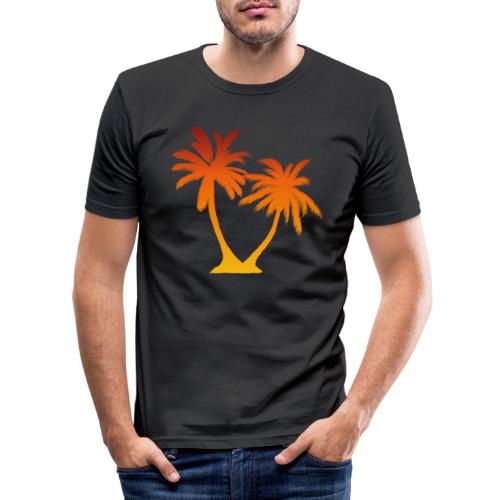 Palm Boom Zonsondergang - Mannen slim fit T-shirt