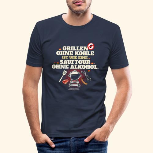 Grillen ohne Kohle Button - Männer Slim Fit T-Shirt