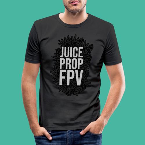 JuicePropFPV LOGO Pile TEXT Black - Männer Slim Fit T-Shirt