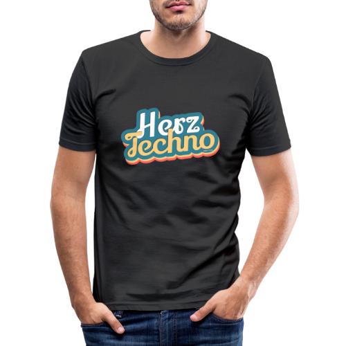 HerzTechno Vintage - Männer Slim Fit T-Shirt