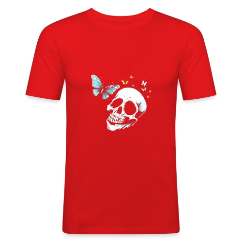 Totenkopf mit Schmetterling - Männer Slim Fit T-Shirt