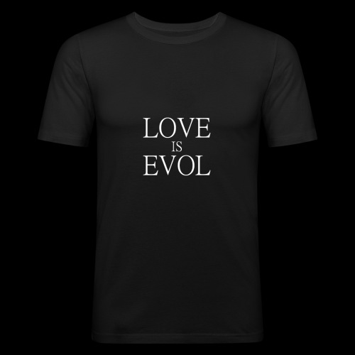 LOVE IS EVOL HVID PÅ BLVCK - Herre Slim Fit T-Shirt