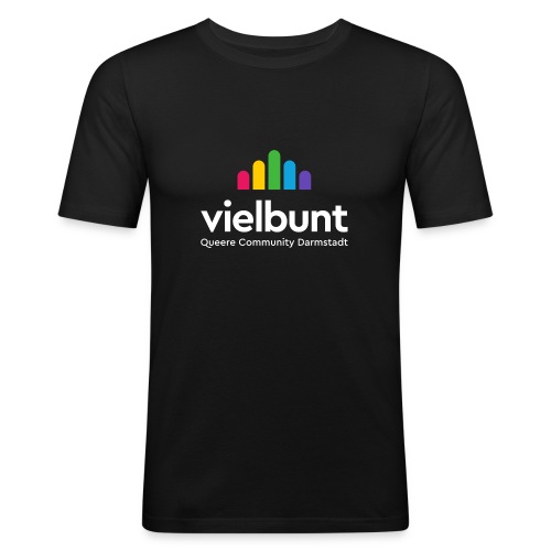 vielbunt Logo weiß mit Claim - Männer Slim Fit T-Shirt